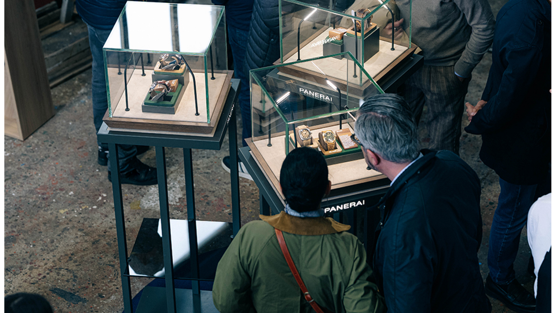 Panerai watches inside display cases