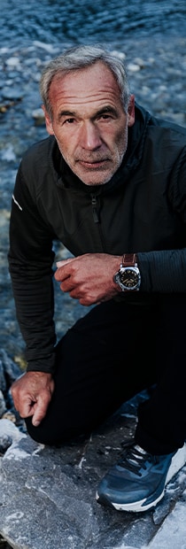Mike Horn outdoors in sporty outfit with Panerai watch
