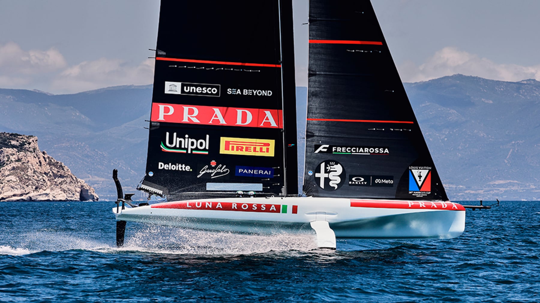 Luna Rossa catamaran sailing on open water