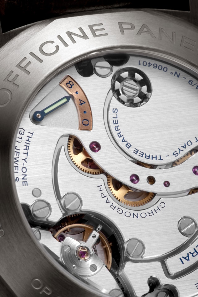 PANERAI Luminor 1950 Chrono Monopulsante Left-Handed 8 Days Titanio PAM00345 Detail 