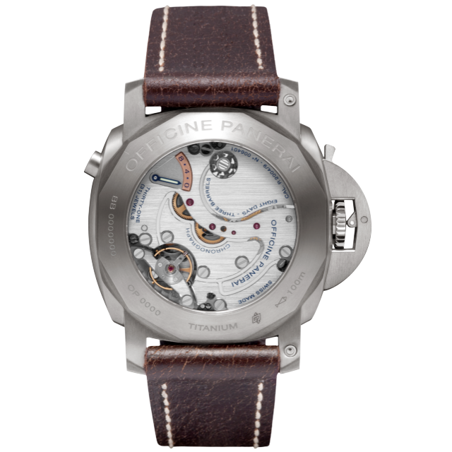 PANERAI Luminor 1950 Chrono Monopulsante Left-Handed 8 Days Titanio PAM00345 Back view