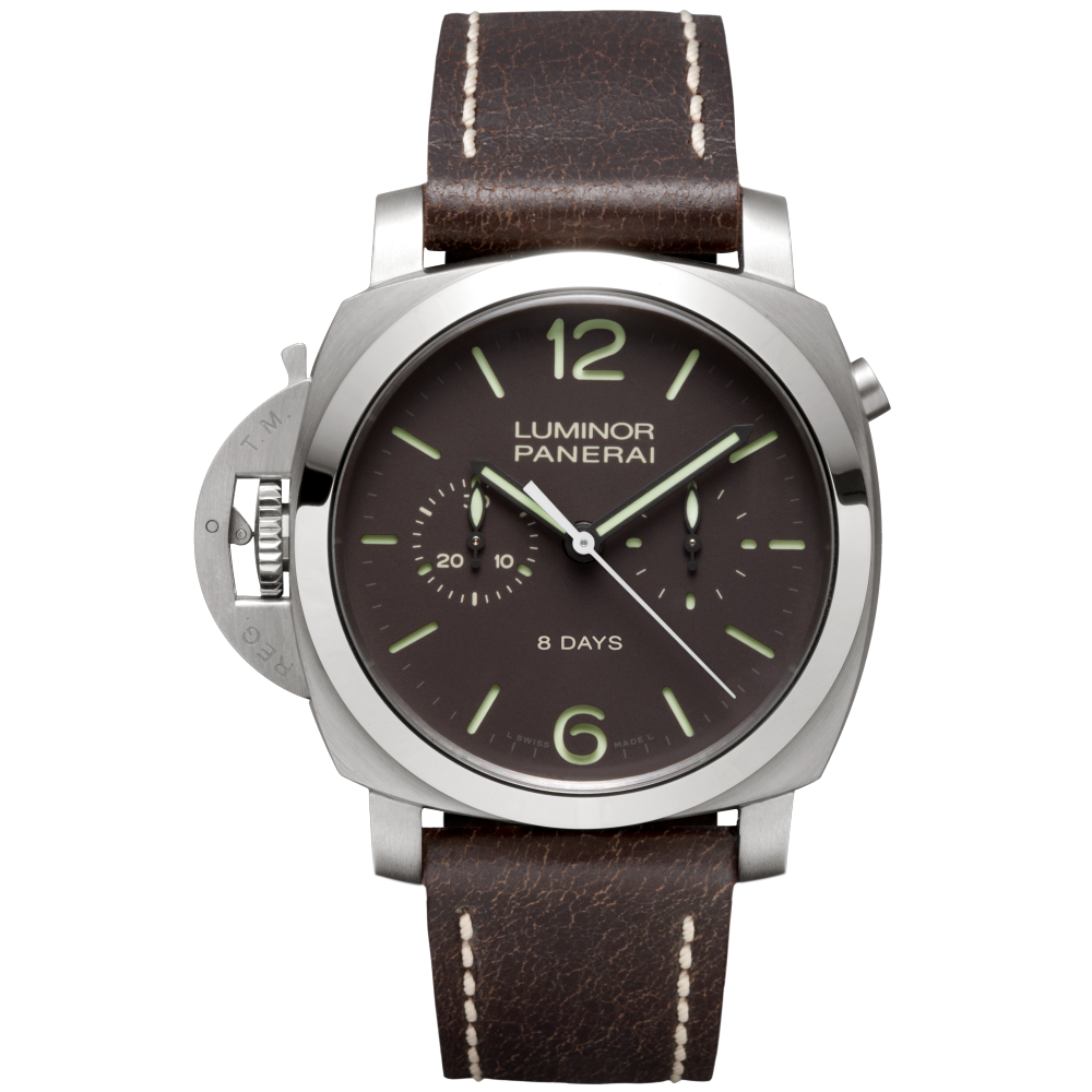PANERAI Luminor 1950 Chrono Monopulsante Left-Handed 8 Days Titanio PAM00345 day view