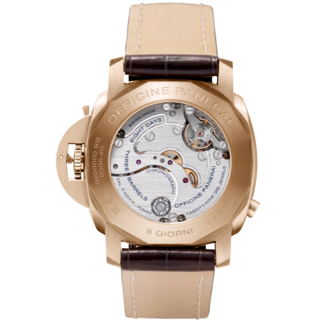PANERAI Luminor 1950 Chrono Monopulsante 8 Days Oro Rosa PAM00344 Back view