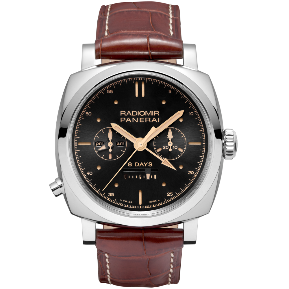 PANERAI Radiomir 1940 Chrono Monopulsante 8 Days GMT Oro Bianco PAM00503 day view