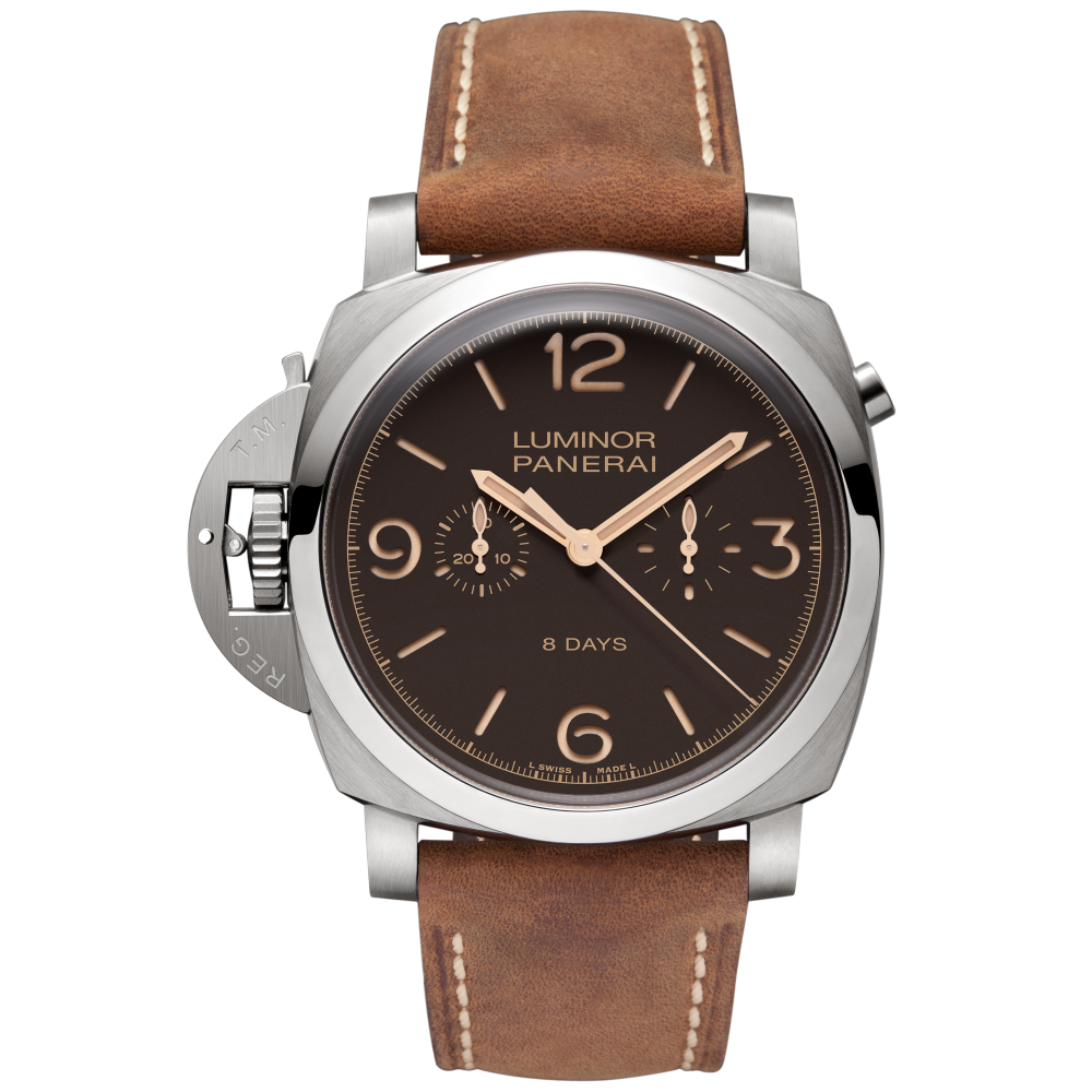 PANERAI Luminor 1950 Chrono Monopulsante Left-Handed 8 Days Titanio PAM00579 day view