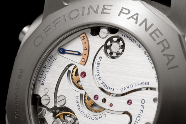 PANERAI Luminor 1950 Chrono Monopulsante Left-Handed 8 Days Titanio PAM00579 Detail 